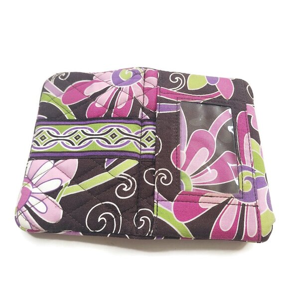 VERA BRADLEY Women's Wallet Purple Punch Magnetic Closure Coin Purse ID Window - Picture 10 of 11